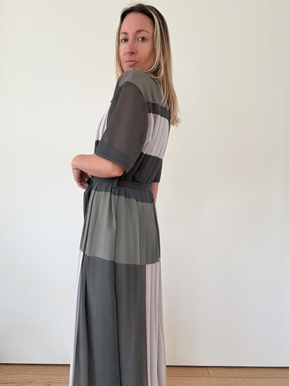 Equipment Colourblock Pleated Dress - Size S