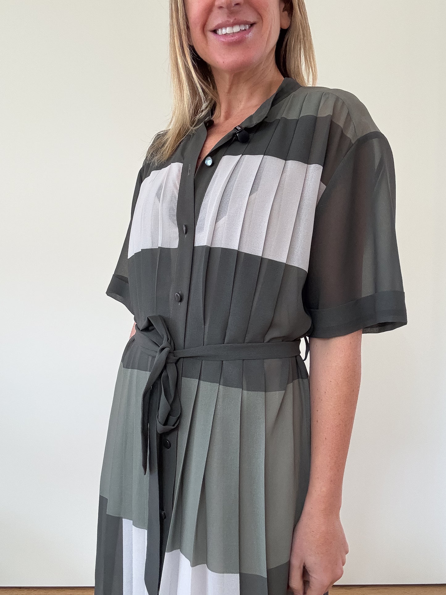 Equipment Colourblock Pleated Dress - Size S