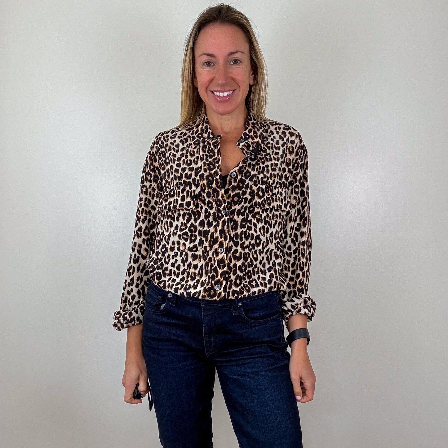 Equipment Silk Signature Leopard Print Shirt - Size S