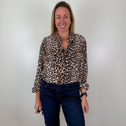Equipment Silk Signature Leopard Print Shirt - Size S