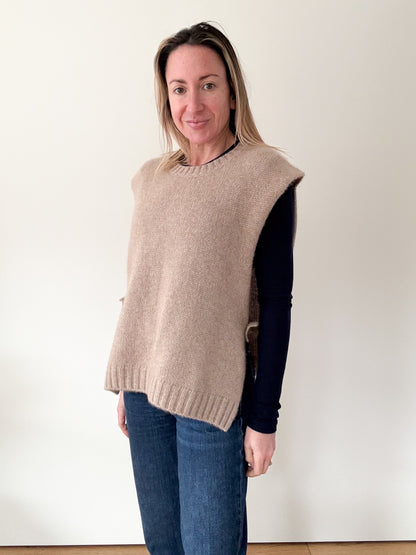 Estheme Cachemire Beige Cashmere Knit Slipover - Size L