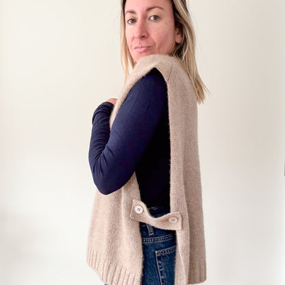 Estheme Cachemire Beige Cashmere Knit Slipover - Size L