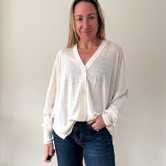 Estheme Cachemire Linen Blend Cardigan - Size L