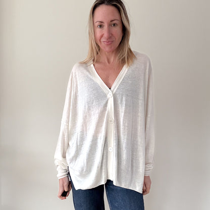 Estheme Cachemire Linen Blend Cardigan - Size L