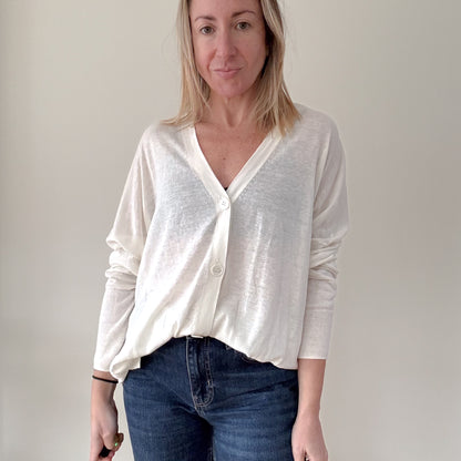 Estheme Cachemire Linen Blend Cardigan - Size L