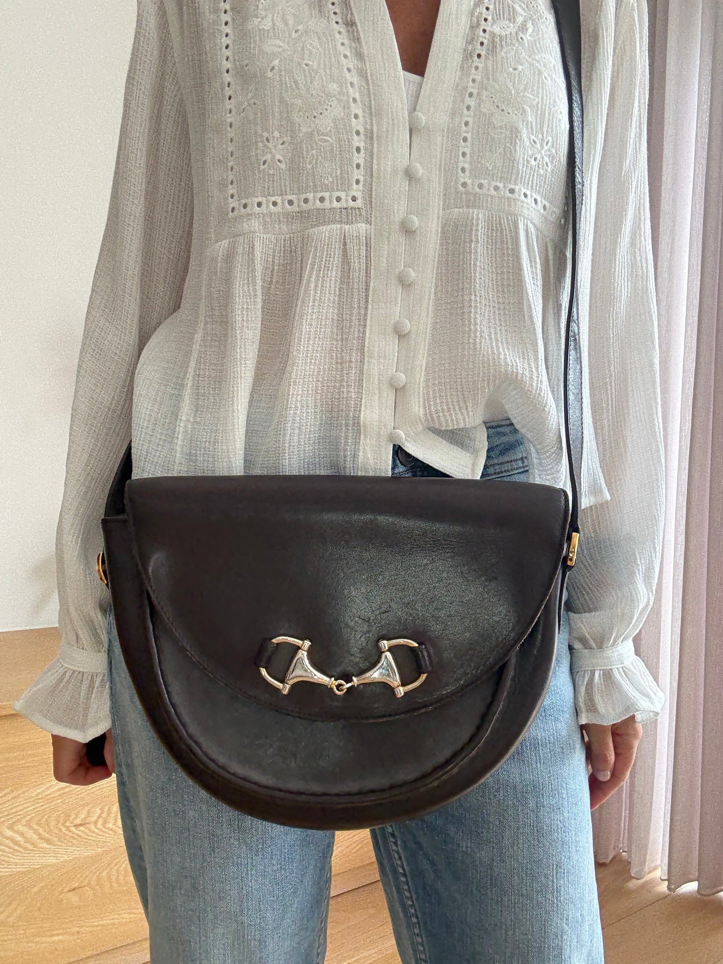 Gucci Horsebit Dark Brown Leather Crossbody