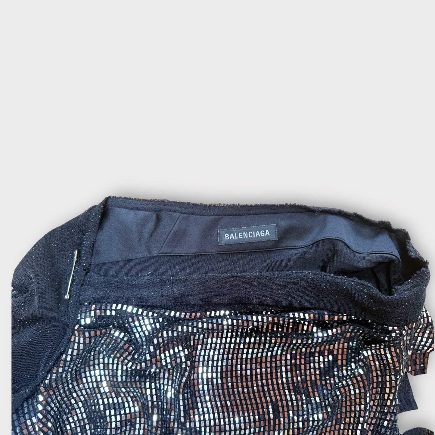 Balenciaga Silver Sequinned Evening Dress - Size 8