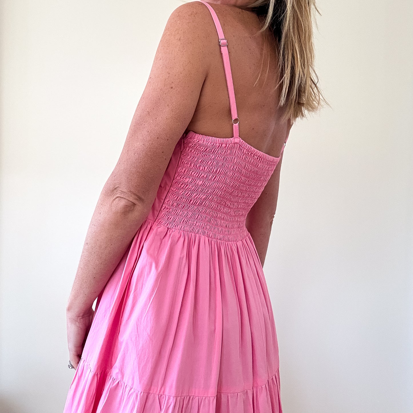 Faithfull The Brand Alexia Gathered Tier Midi Dress - Size Small