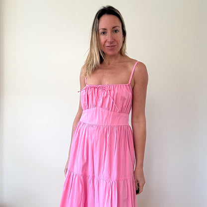 Faithfull The Brand Alexia Gathered Tier Midi Dress - Size Small
