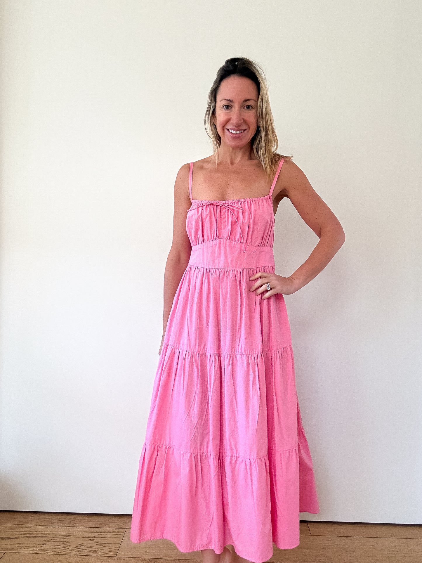 Faithfull The Brand Alexia Gathered Tier Midi Dress - Size Small