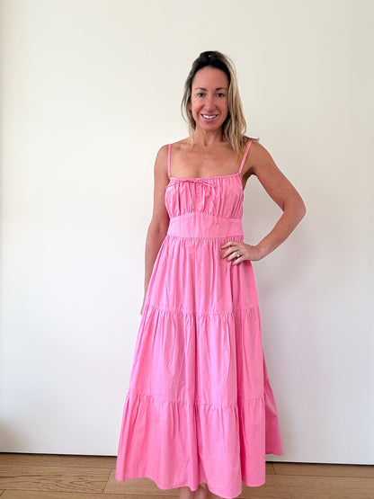 Faithfull The Brand Alexia Gathered Tier Midi Dress - Size Small