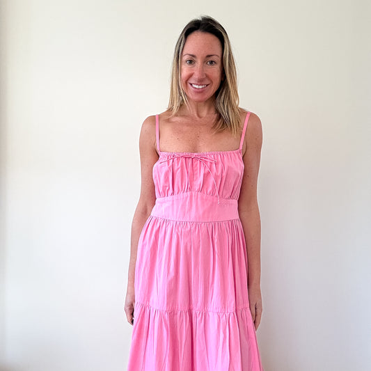 Faithfull The Brand Alexia Gathered Tier Midi Dress - Size Small