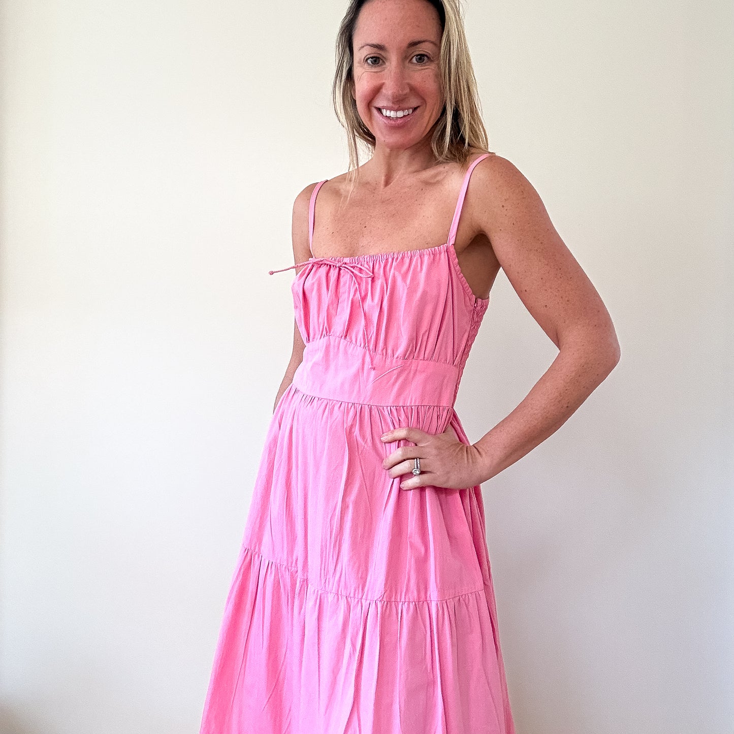 Faithfull The Brand Alexia Gathered Tier Midi Dress - Size Small