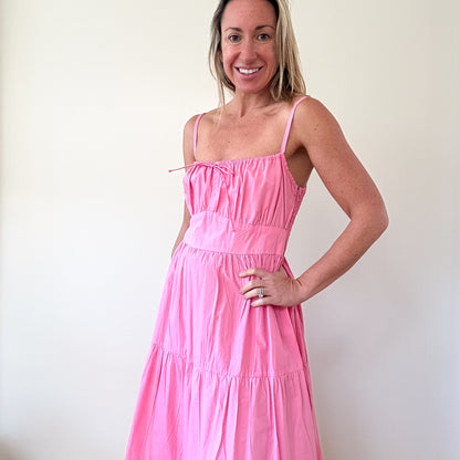 Faithfull The Brand Alexia Gathered Tier Midi Dress - Size Small