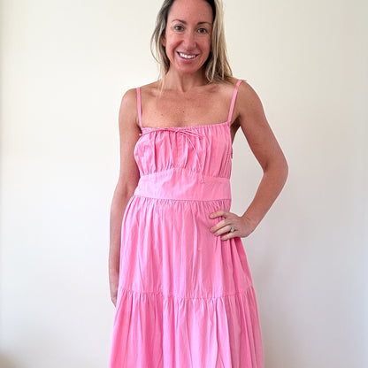 Faithfull The Brand Alexia Gathered Tier Midi Dress - Size Small