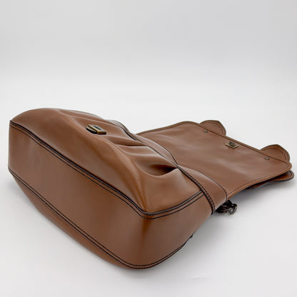 Vintage Fendi B Bag base view showing structured leather panels