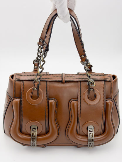 Preloved Fendi B Bag front view with chain straps and FF hardware