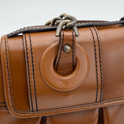 Vintage Fendi B Bag front view showing dual buckle closures