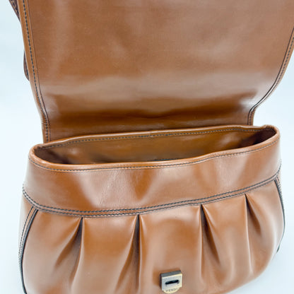 Vintage Fendi B Bag interior flap view showing pleated leather pocket