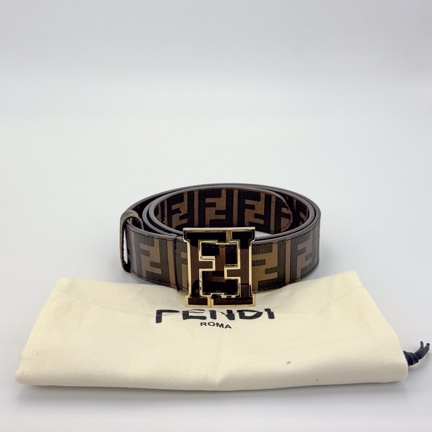 Fendi FF Monogram Canvas Coated Belt