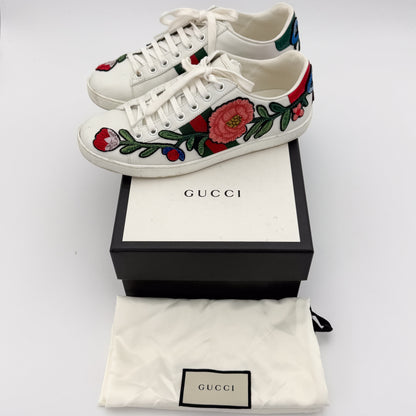 Gucci Ace Embroidered Floral Trainers - Size 37.5