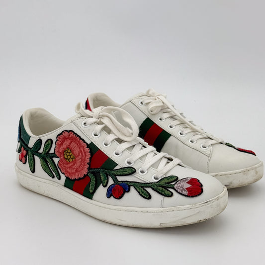 Gucci Ace Embroidered Floral Trainers - Size 37.5