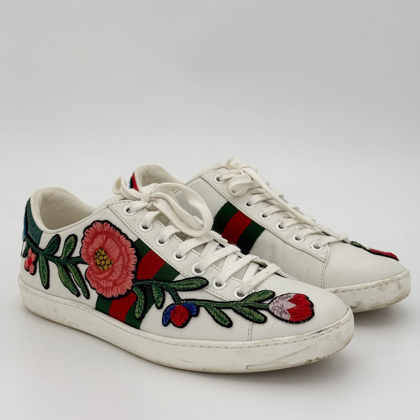 Gucci Ace Embroidered Floral Trainers - Size 37.5