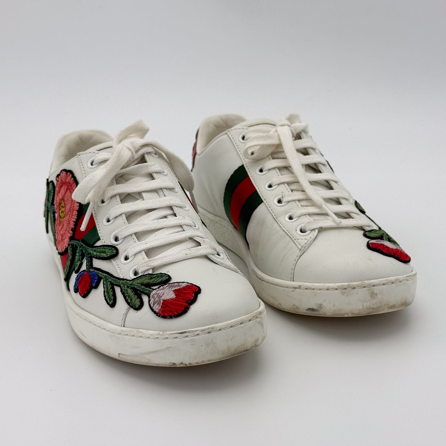 Gucci Ace Embroidered Floral Trainers - Size 37.5