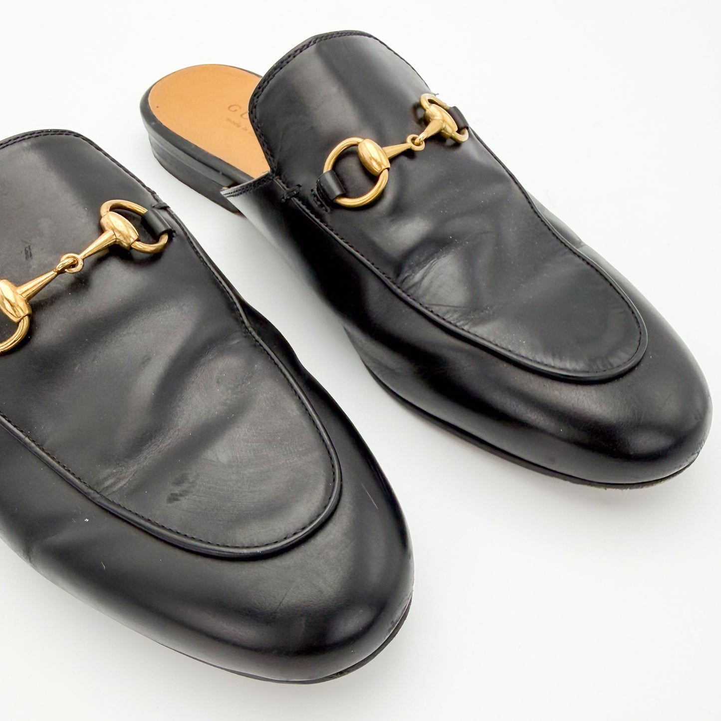 Gucci Black Leather Princetown Loafers - Size 37