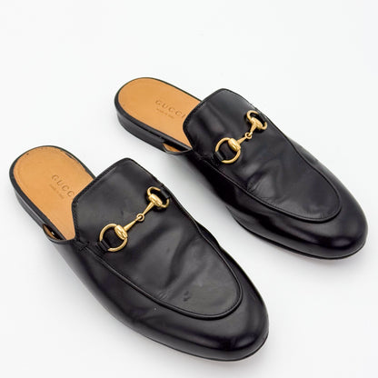 Gucci Black Leather Princetown Loafers - Size 37