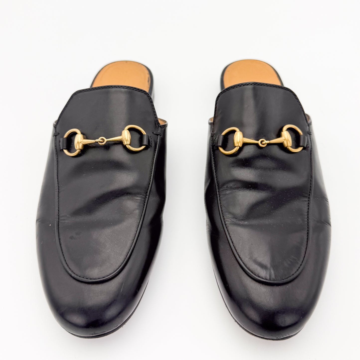 Gucci Black Leather Princetown Loafers - Size 37