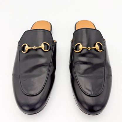 Gucci Black Leather Princetown Loafers - Size 37