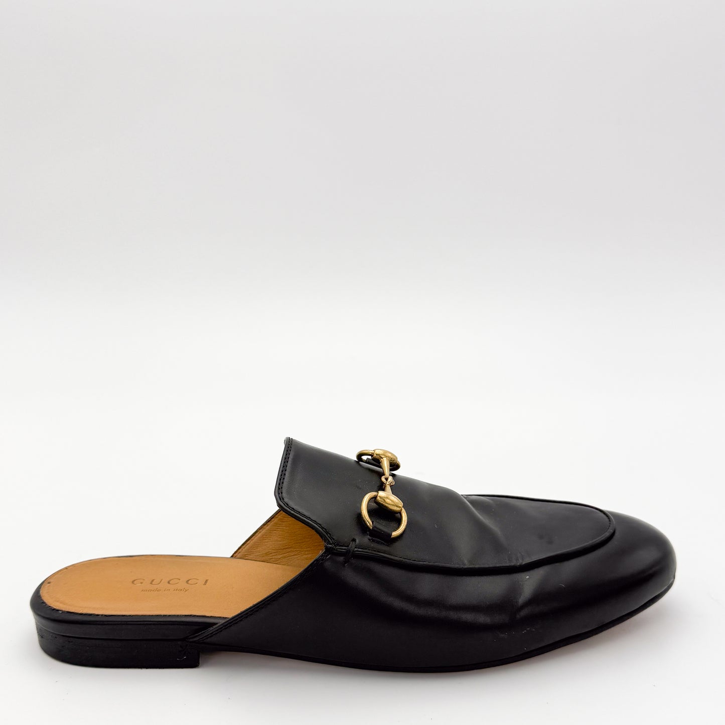 Gucci Black Leather Princetown Loafers - Size 37