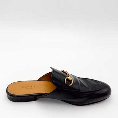 Gucci Black Leather Princetown Loafers - Size 37
