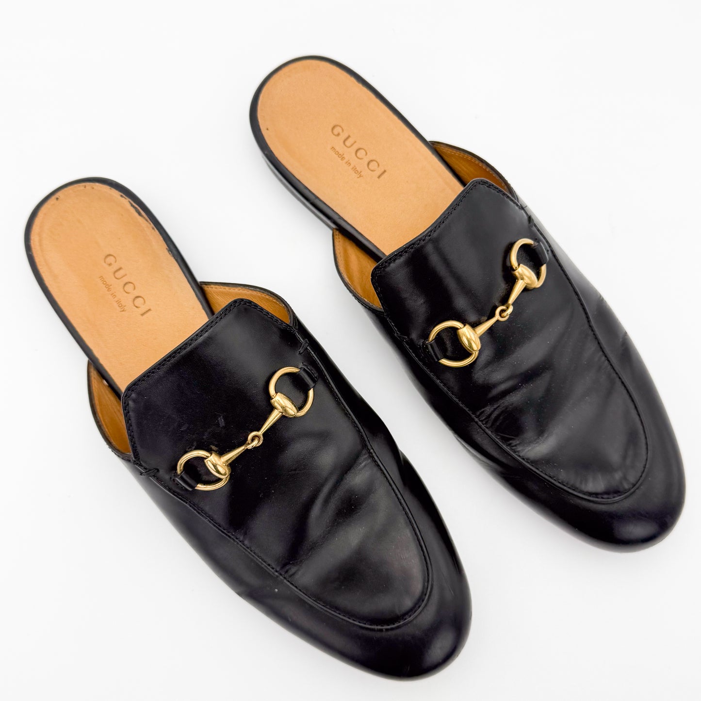 Gucci Black Leather Princetown Loafers - Size 37