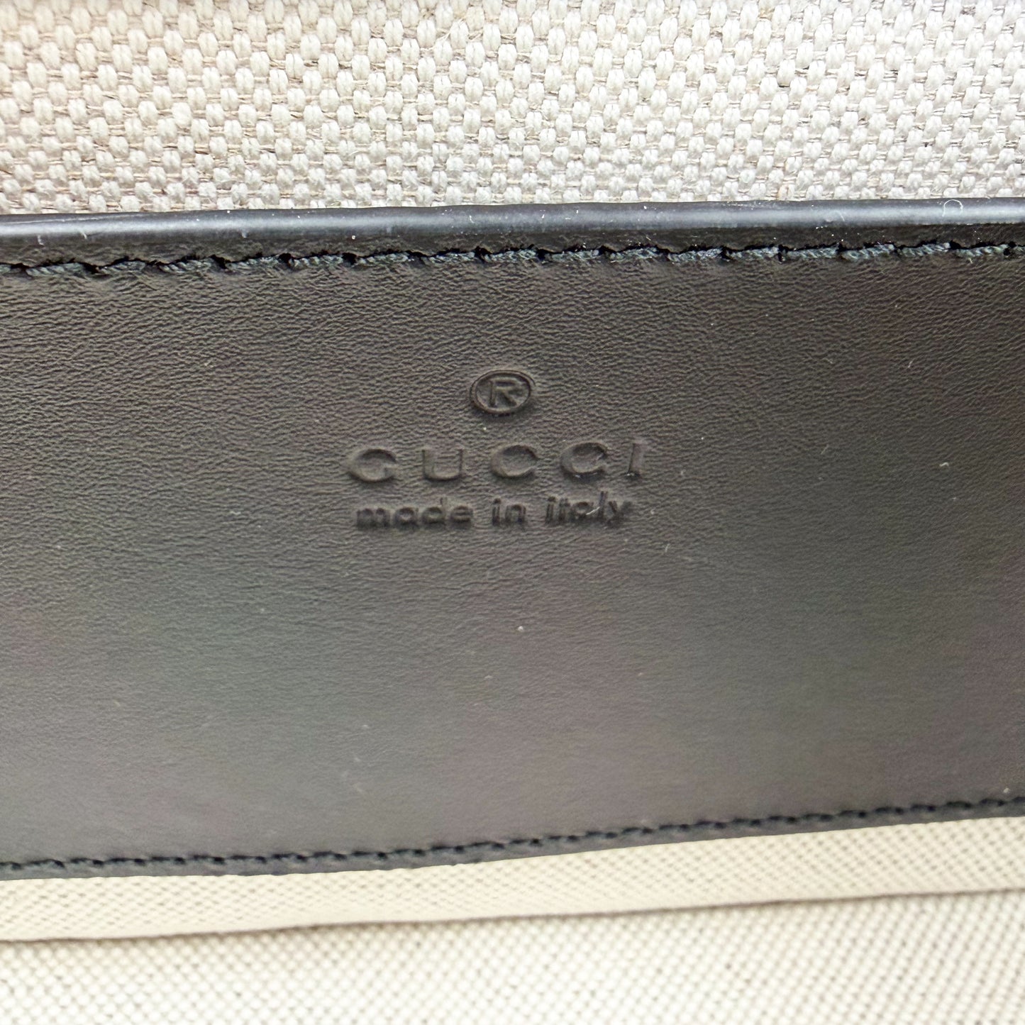 Gucci Blondie bag interior leather stamp reading Gucci Made in Italy