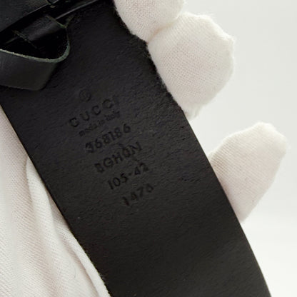 Gucci Black Leather GG Belt with Silver Hardware