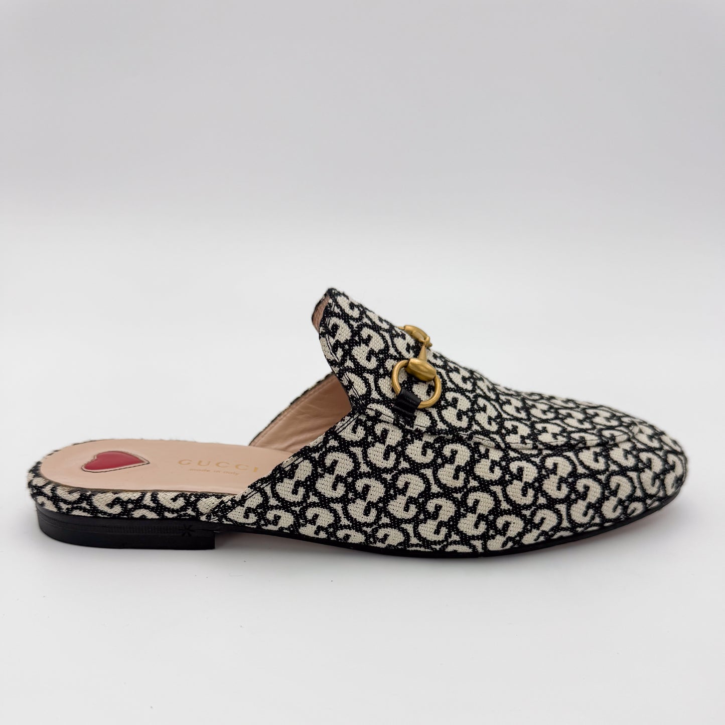Gucci Monogram Jacquard Princetown Loafers - Size 37