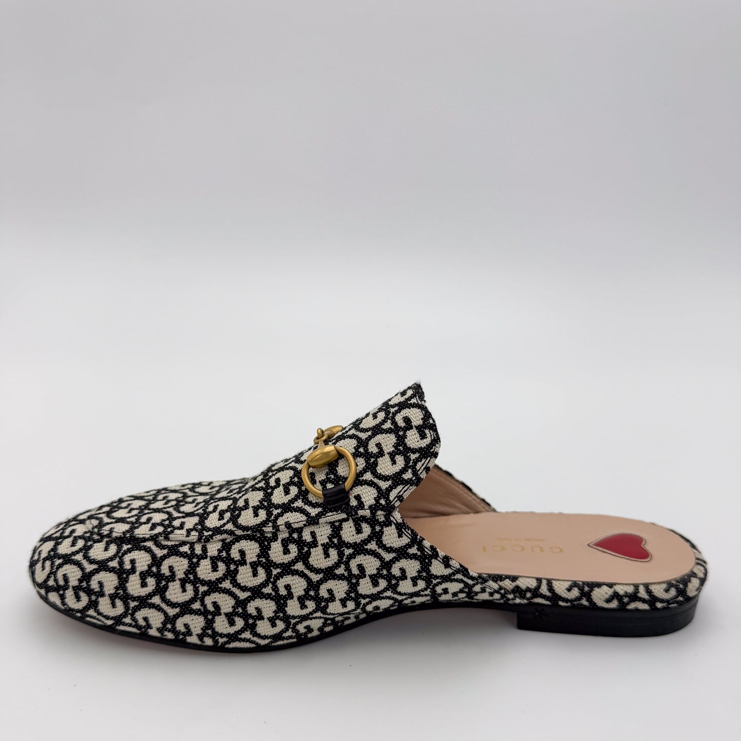 Gucci Monogram Jacquard Princetown Loafers - Size 37