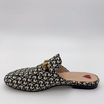 Gucci Monogram Jacquard Princetown Loafers - Size 37