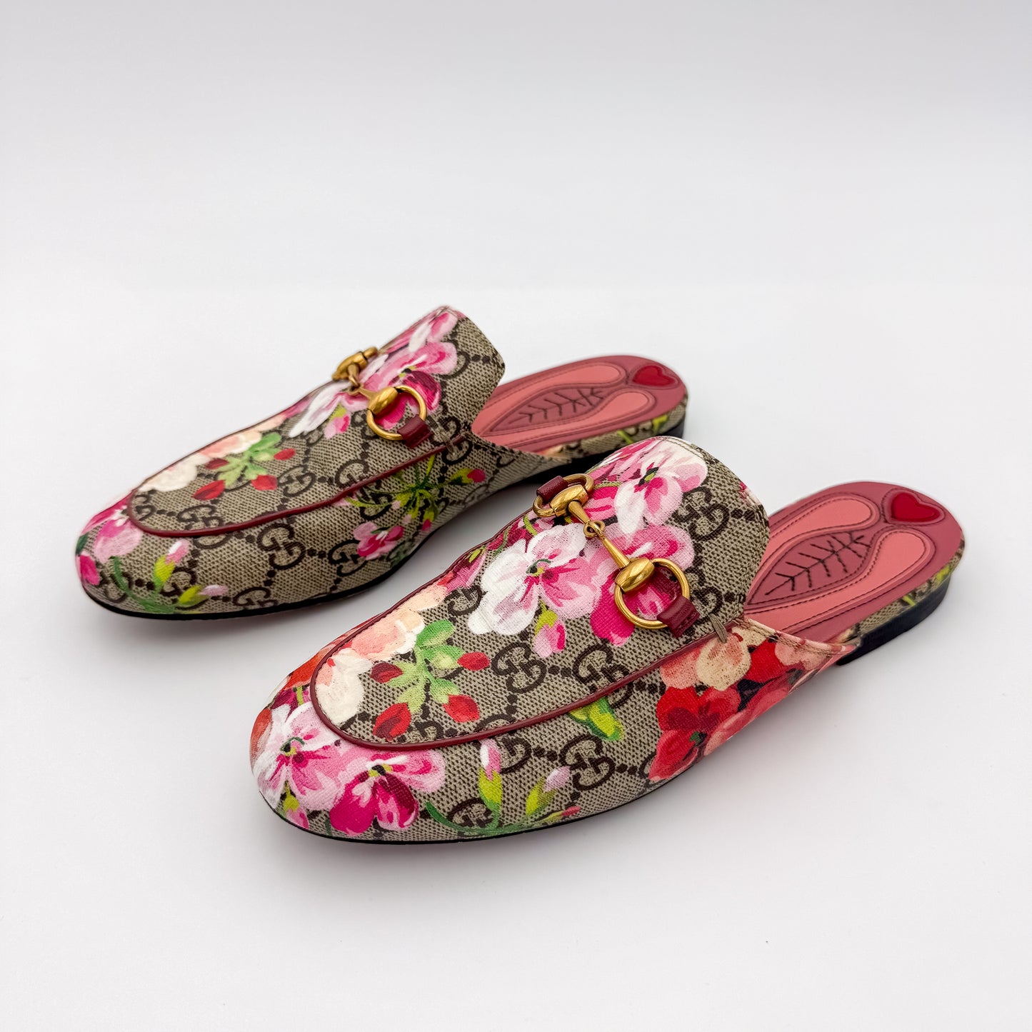 Gucci Princetown GG Supreme Bloom Canvas Horsebit Mules -  Size 35