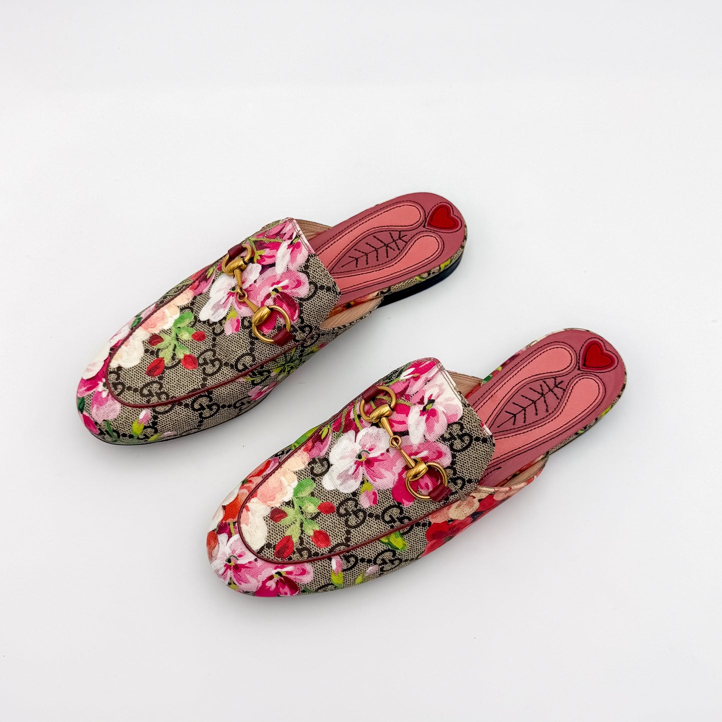 Gucci Princetown GG Supreme Bloom Canvas Horsebit Mules -  Size 35