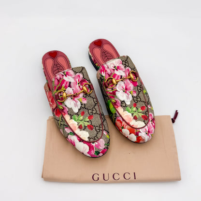 Gucci Princetown GG Supreme Bloom Canvas Horsebit Mules -  Size 35