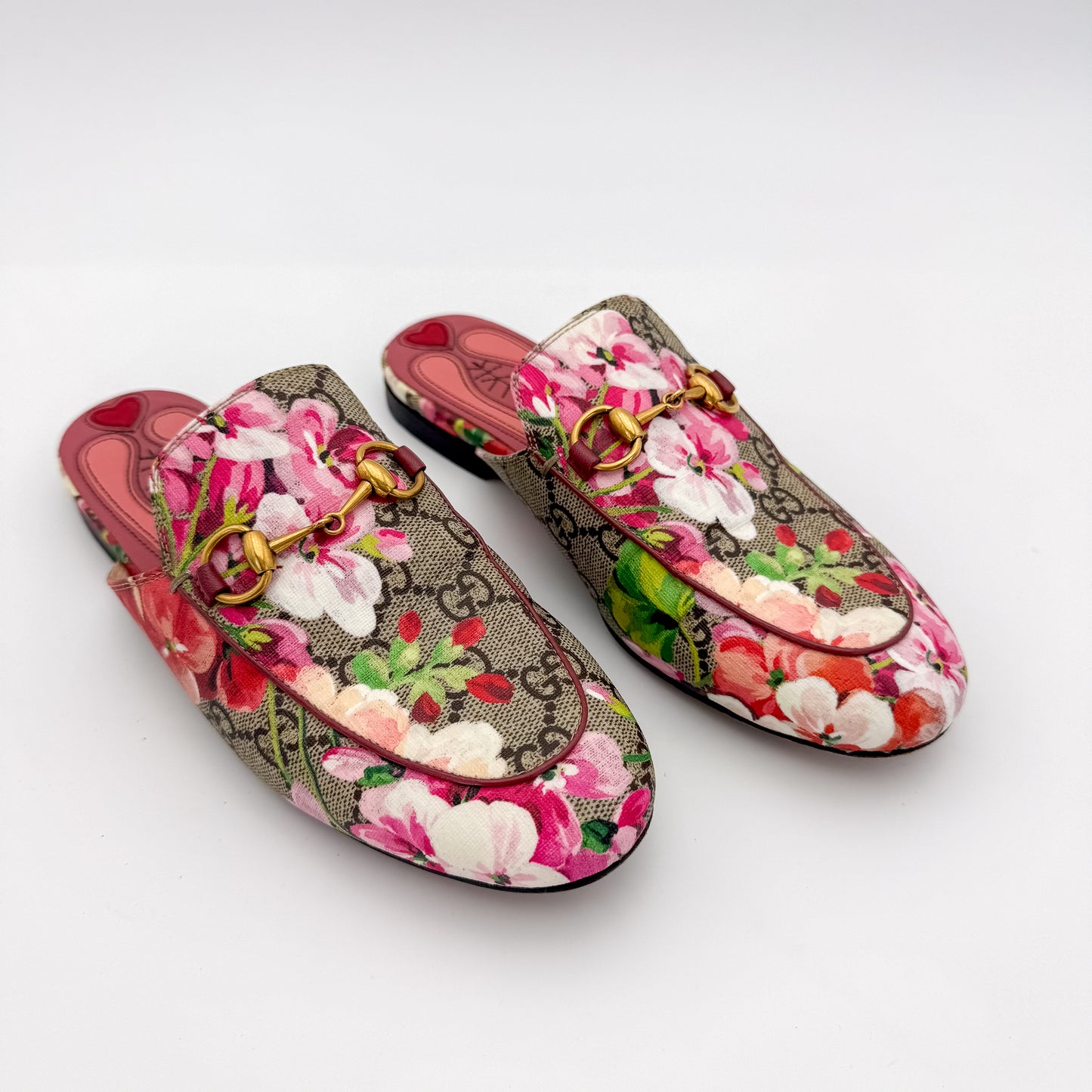 Gucci Princetown GG Supreme Bloom Canvas Horsebit Mules -  Size 35