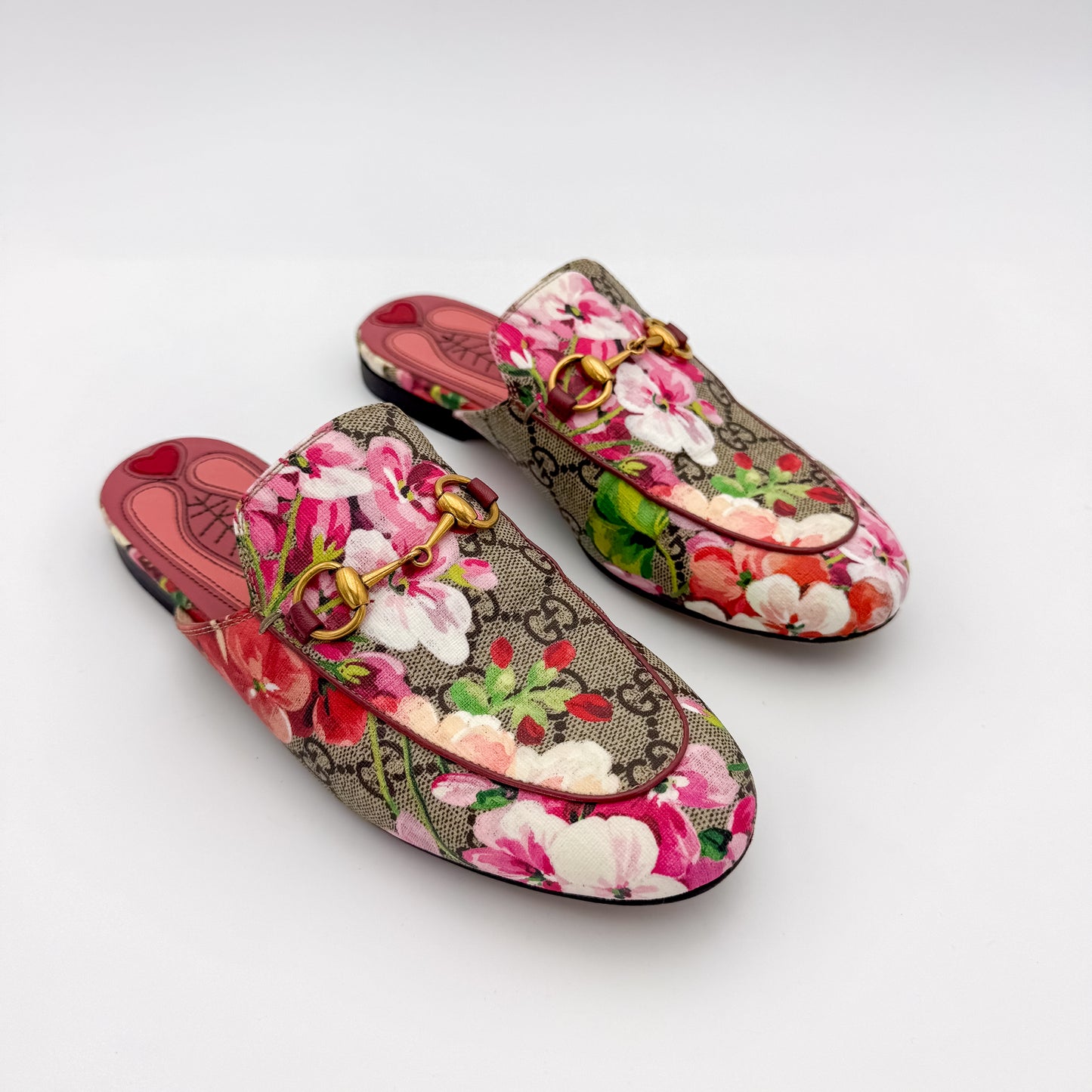 Gucci Princetown GG Supreme Bloom Canvas Horsebit Mules -  Size 35