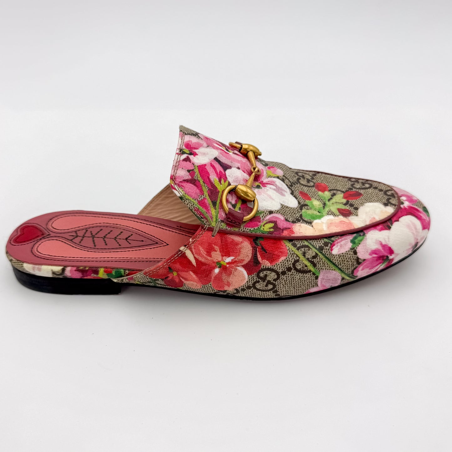 Gucci Princetown GG Supreme Bloom Canvas Horsebit Mules -  Size 35
