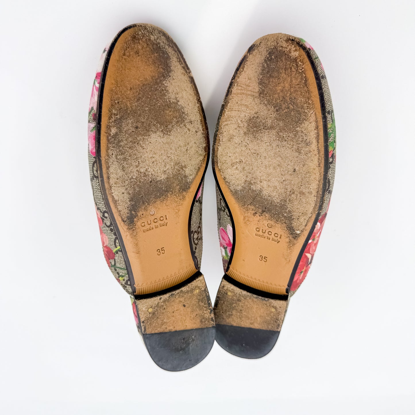 Gucci Princetown GG Supreme Bloom Canvas Horsebit Mules -  Size 35