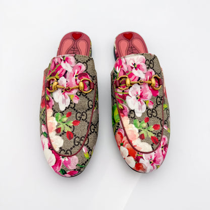 Gucci Princetown GG Supreme Bloom Canvas Horsebit Mules -  Size 35