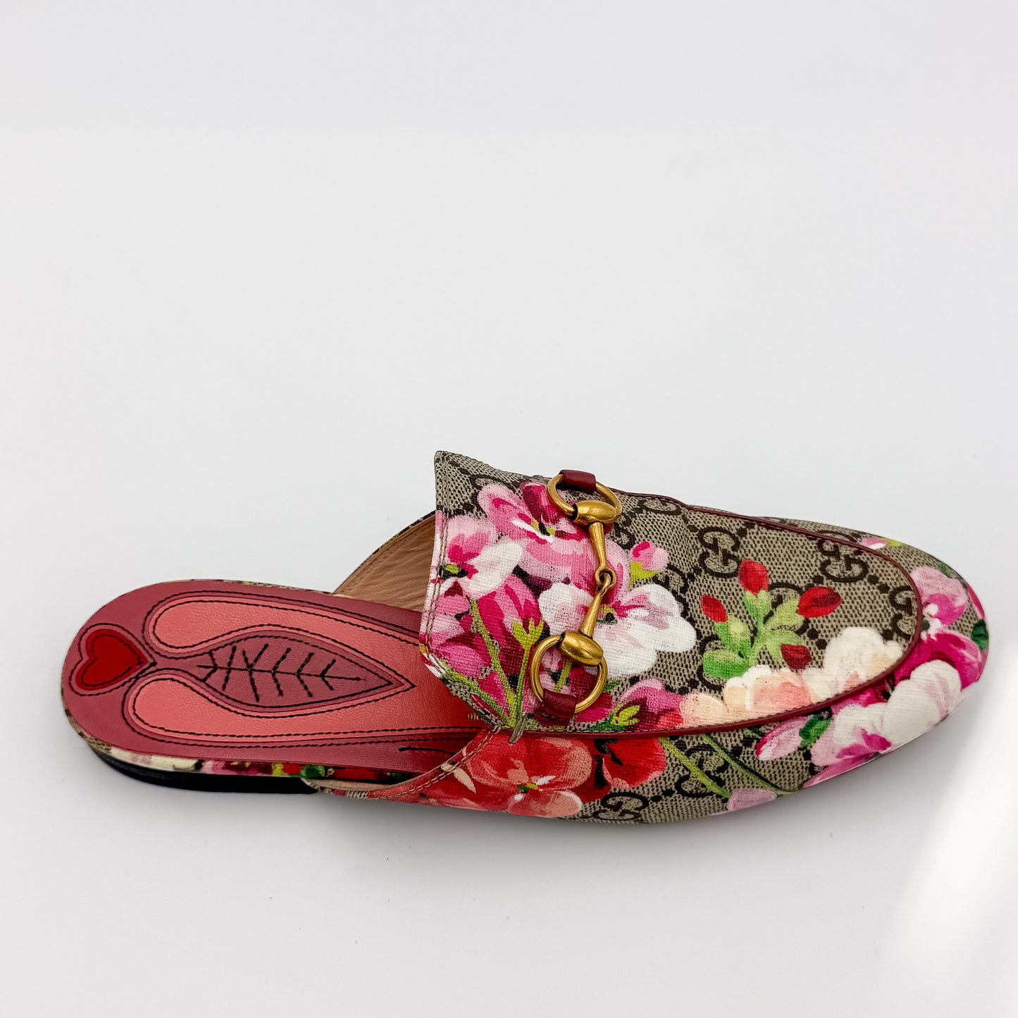 Gucci Princetown GG Supreme Bloom Canvas Horsebit Mules -  Size 35