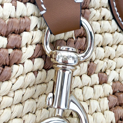Brand new Gucci raffia tote hardware with engraved brand name